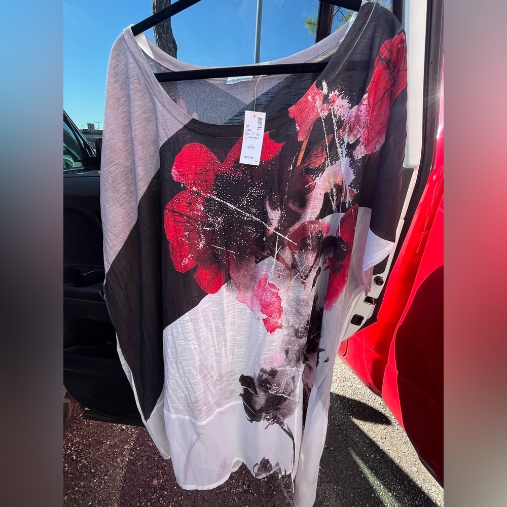 Avenue Red Flower Shirt